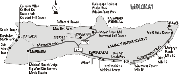 Molokai, Hawaii - Map