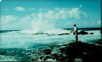 Photo - Molokai, Hawaii - Fisherman in the surf